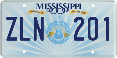 MS license plate ZLN201