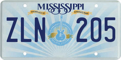 MS license plate ZLN205