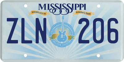 MS license plate ZLN206