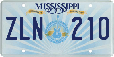 MS license plate ZLN210