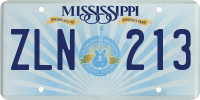MS license plate ZLN213