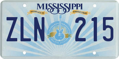 MS license plate ZLN215