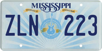 MS license plate ZLN223