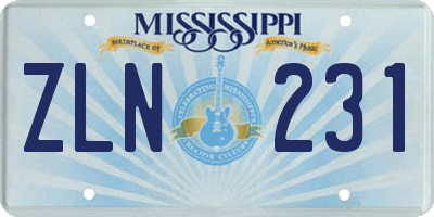 MS license plate ZLN231