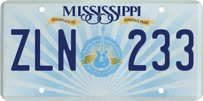 MS license plate ZLN233