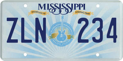 MS license plate ZLN234