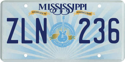 MS license plate ZLN236