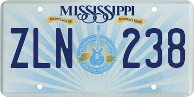 MS license plate ZLN238