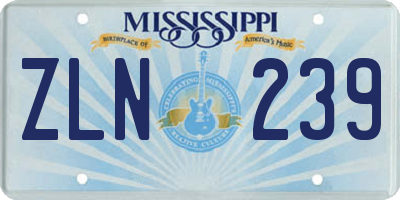 MS license plate ZLN239