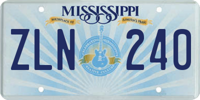MS license plate ZLN240