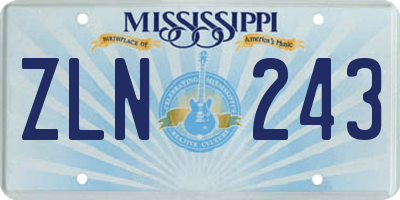 MS license plate ZLN243