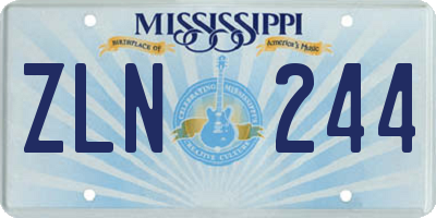 MS license plate ZLN244