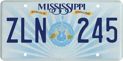 MS license plate ZLN245