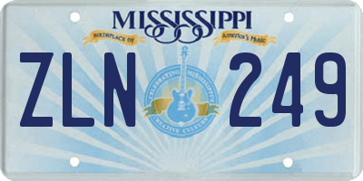 MS license plate ZLN249