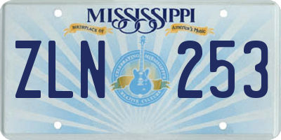 MS license plate ZLN253