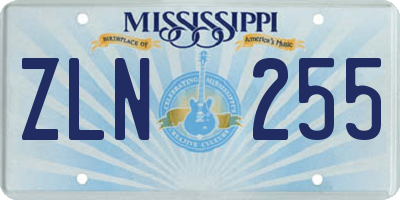 MS license plate ZLN255
