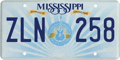 MS license plate ZLN258