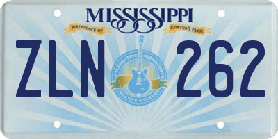 MS license plate ZLN262