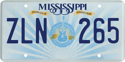 MS license plate ZLN265