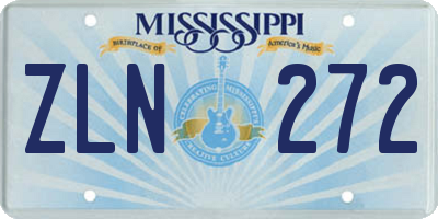 MS license plate ZLN272