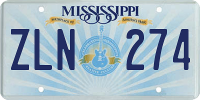 MS license plate ZLN274