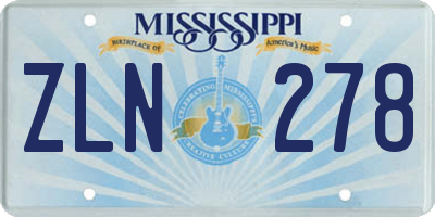 MS license plate ZLN278