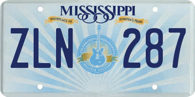 MS license plate ZLN287