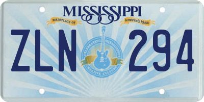MS license plate ZLN294