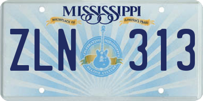 MS license plate ZLN313