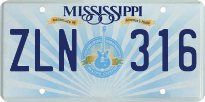 MS license plate ZLN316