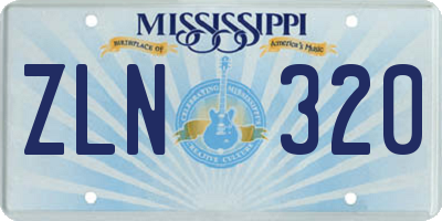 MS license plate ZLN320