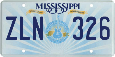 MS license plate ZLN326