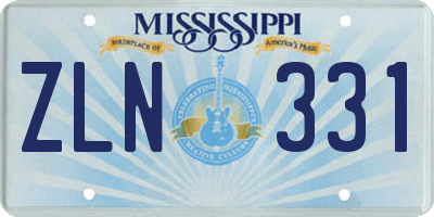 MS license plate ZLN331