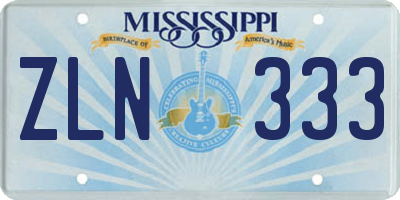 MS license plate ZLN333