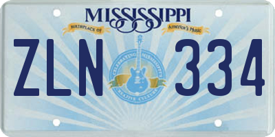 MS license plate ZLN334