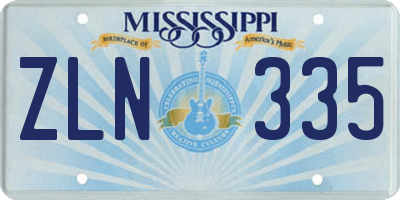 MS license plate ZLN335