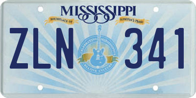 MS license plate ZLN341