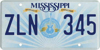 MS license plate ZLN345