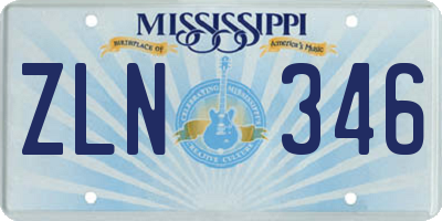 MS license plate ZLN346