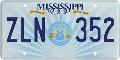 MS license plate ZLN352