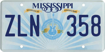 MS license plate ZLN358
