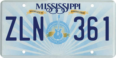MS license plate ZLN361