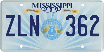 MS license plate ZLN362
