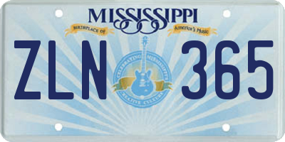 MS license plate ZLN365
