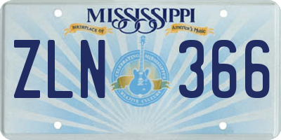MS license plate ZLN366