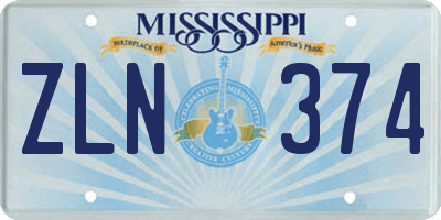 MS license plate ZLN374