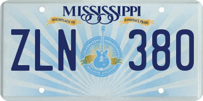 MS license plate ZLN380