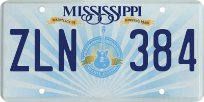 MS license plate ZLN384