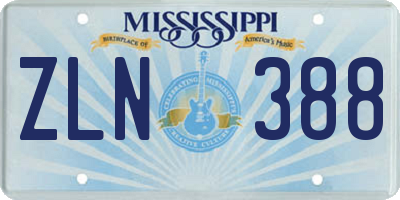 MS license plate ZLN388