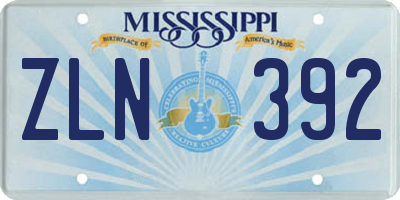 MS license plate ZLN392